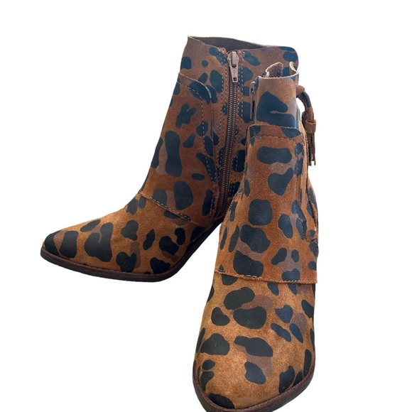 Matisse Womens Laney Western Booties 7 M Leopard Leather Animal Print Heeled - Picture 6 of 6